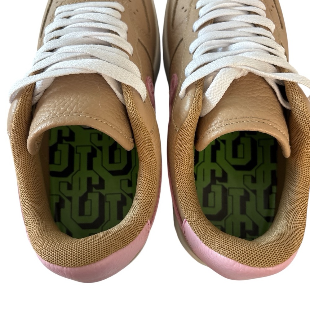 John Geiger Women’s Size 7 Tan & Pink Leather Sneakers – New No Box - Picture 5 of 8